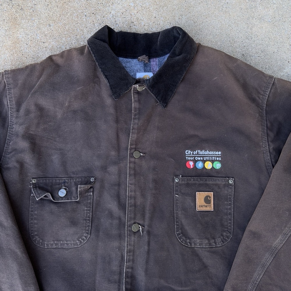 VTG Carhartt C02 DKB Chore Coat Jacket Men's 3XL Tall Blanket Lined Dark Brown * - Picture 4 of 14